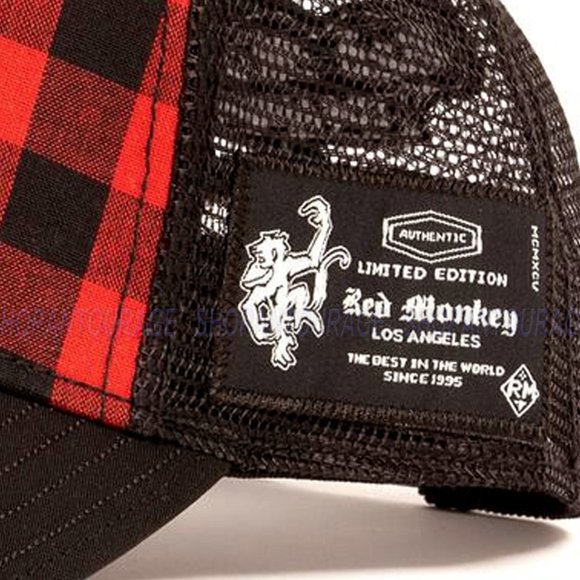 Red Monkey Buffalo Logo Black/Red RM1479 Limited Edition Unisex Trucker Hat Cap - Picture 8 of 9